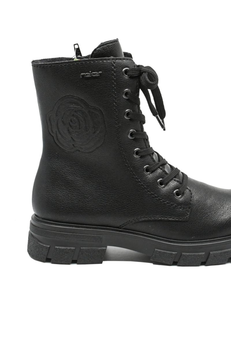 Imagine Ghete damă combat cu interior din lână, negre, din piele naturală RIKZ9129-00