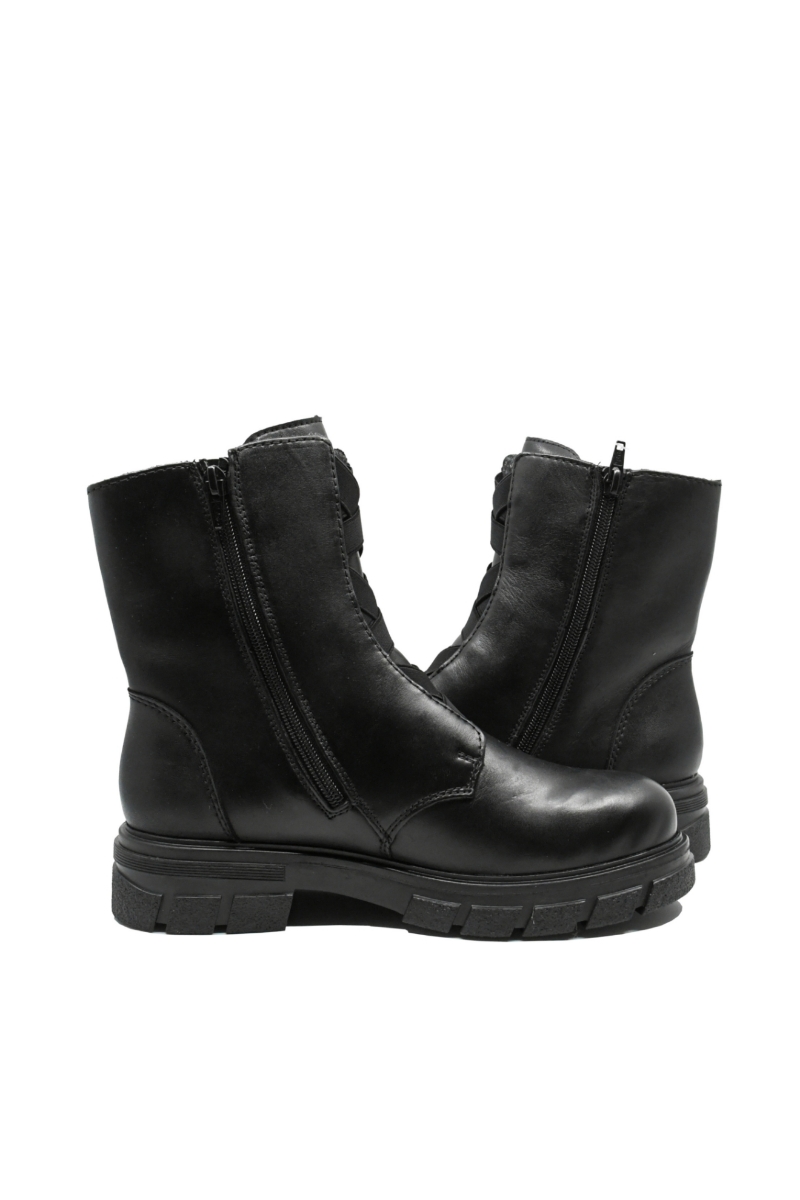 Imagine Ghete damă cu model elastic împletit, negre, din piele naturală RIKZ9179-00