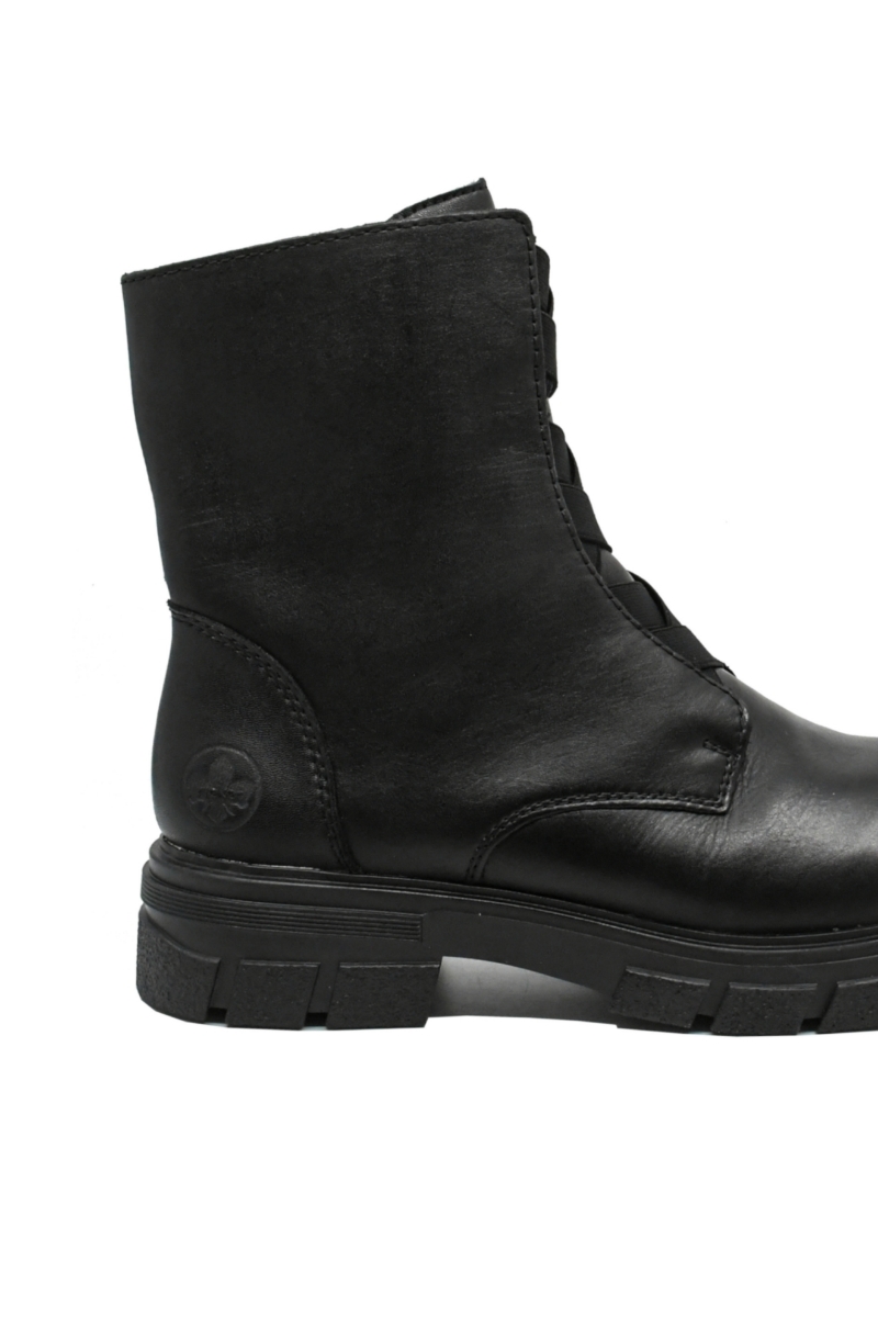 Imagine Ghete damă cu model elastic împletit, negre, din piele naturală RIKZ9179-00