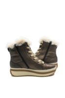 Imagine Ghete călduroase din piele naturală, bej metalic, cu guleraș de blăniță RIKW0963-90