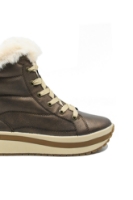 Imagine Ghete călduroase din piele naturală, bej metalic, cu guleraș de blăniță RIKW0963-90