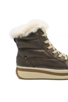 Imagine Ghete călduroase din piele naturală, bej metalic, cu guleraș de blăniță RIKW0963-90