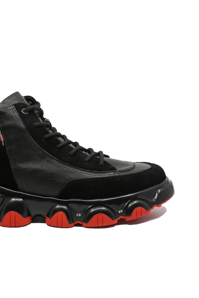 Imagine Ghete sport înalte negre din piele naturală FNX9666N