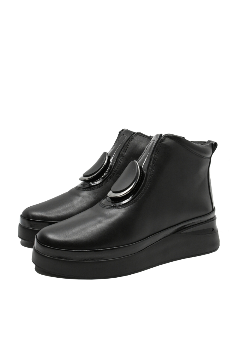 Imagine Ghete cu talpa înaltă, negre din piele naturală MIR061N