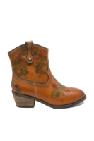 Imagine Ghete damă stil western cu model floral, camel din piele naturală FLGZM766-41