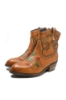 Imagine Ghete damă stil western cu model floral, camel din piele naturală FLGZM766-41