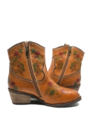 Imagine Ghete damă stil western cu model floral, camel din piele naturală FLGZM766-41