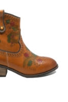 Imagine Ghete damă stil western cu model floral, camel din piele naturală FLGZM766-41