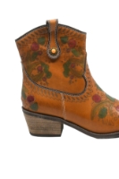 Imagine Ghete damă stil western cu model floral, camel din piele naturală FLGZM766-41