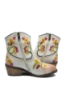 Imagine Ghete damă stil western cu model floral, albe din piele naturală FLGZM766-41