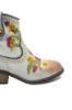 Imagine Ghete damă stil western cu model floral, albe din piele naturală FLGZM766-41