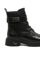 Imagine Ghete damă stil army, negre, din piele naturală FNX9050-1