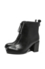 Imagine Botine damă negre din piele naturală, cu fermoar în față FNX11681N