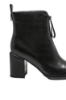 Imagine Botine damă negre din piele naturală, cu fermoar în față FNX11681N