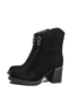 Imagine Botine damă cu toc masiv, negre din piele întoarsă FNX113N