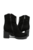 Imagine Botine damă cu toc masiv, negre din piele întoarsă FNX113N