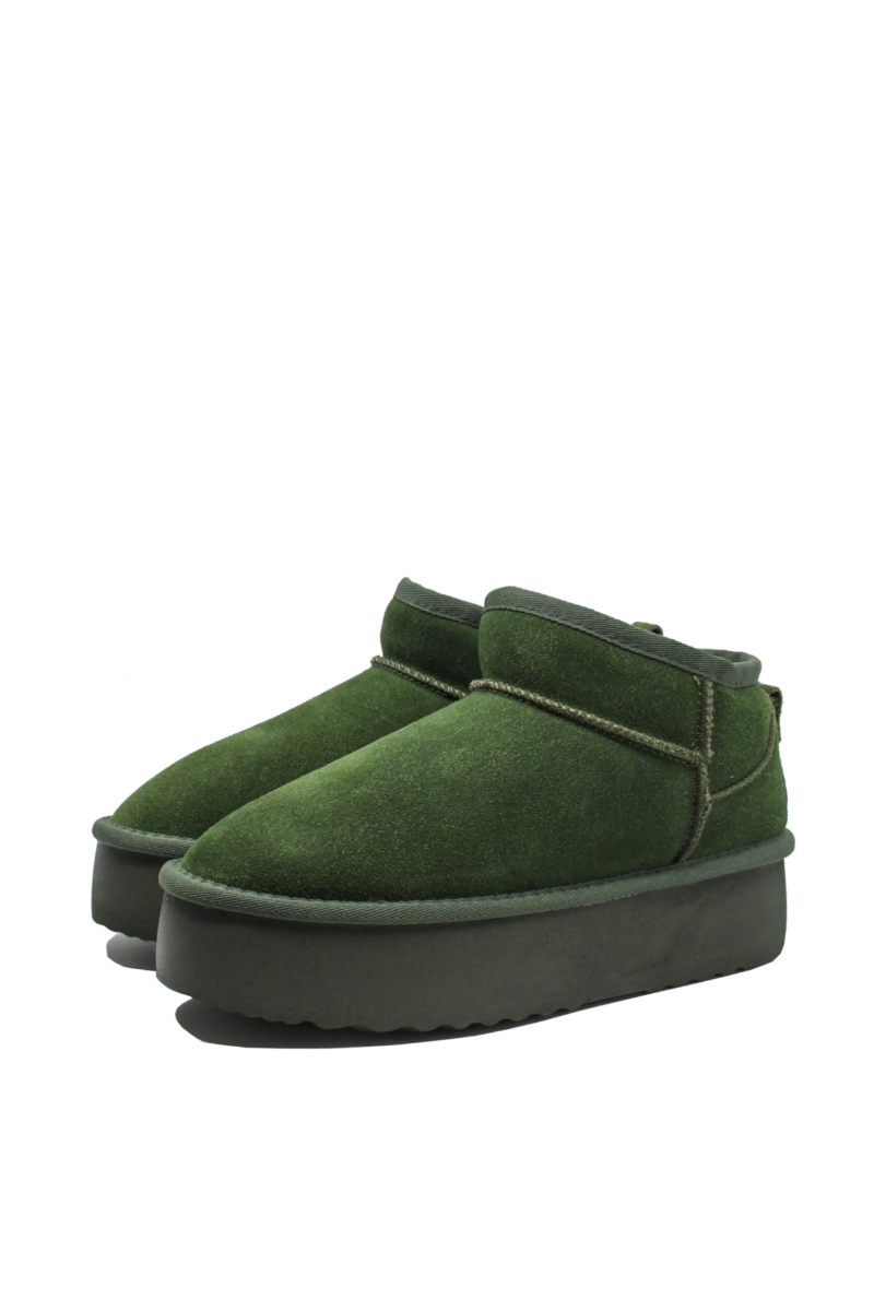 Imagine Ghete damă îmblănite verde iarbă, din piele întoarsă INT1250V