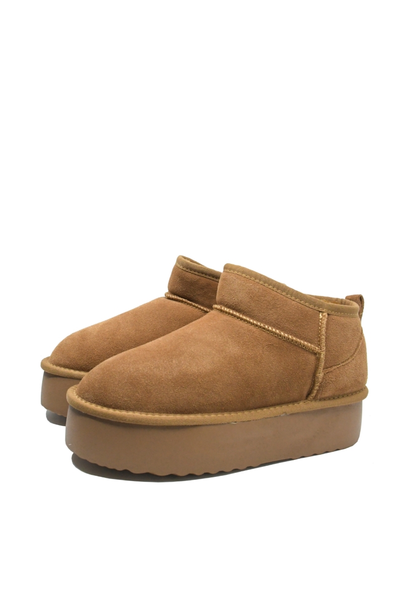 Imagine Ghete damă îmblănite camel din piele întoarsă INT1250C