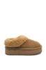 Imagine Ghete damă mini platformă, camel din piele întoarsă INT1260