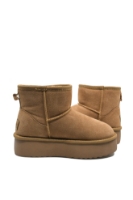 Imagine Ghete damă cu platformă  camel din piele întoarsă INT1251