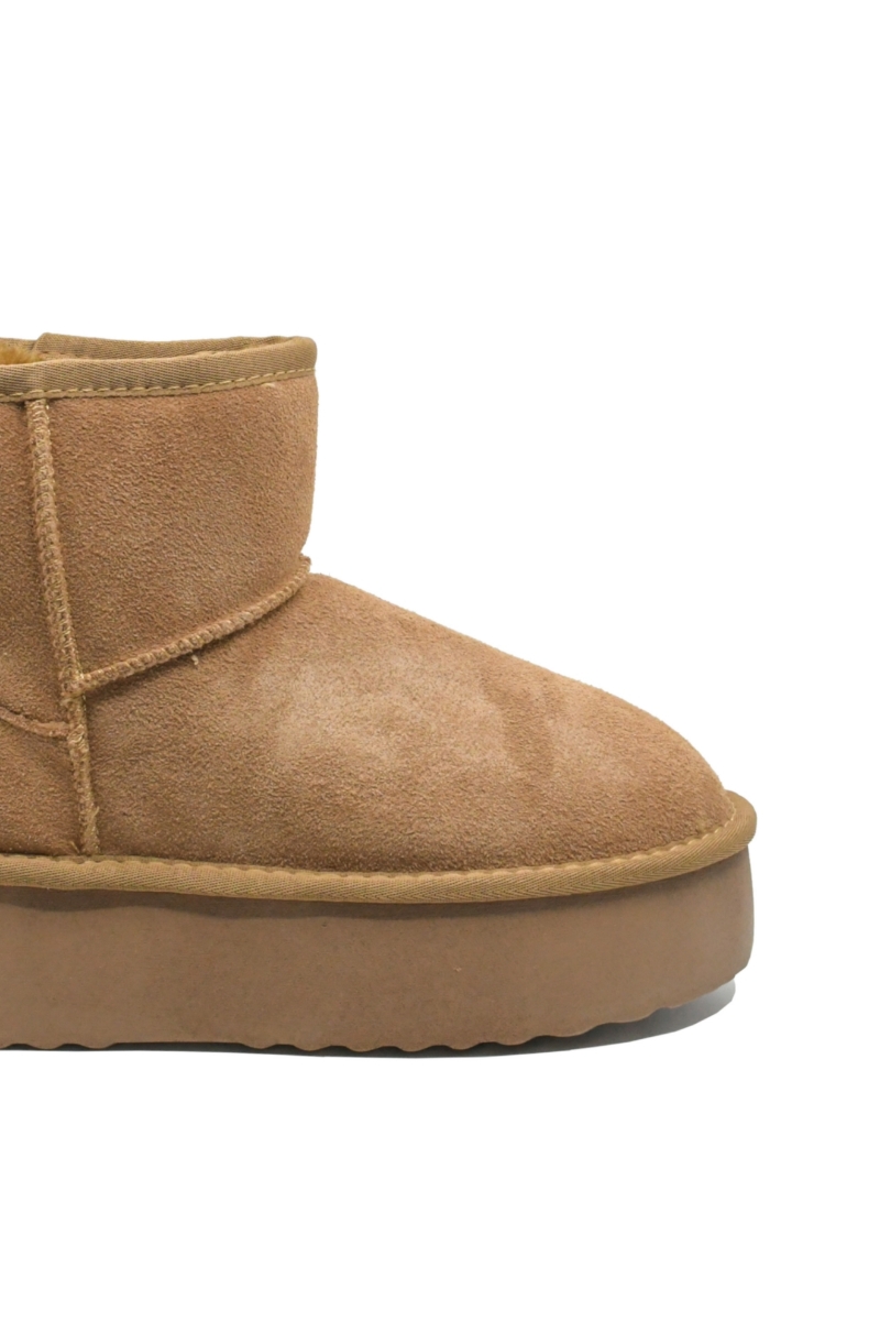 Imagine Ghete damă cu platformă  camel din piele întoarsă INT1251