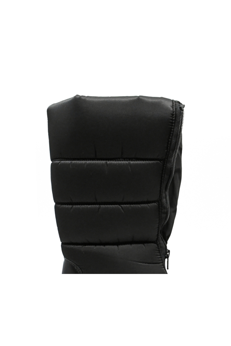 Imagine Cizme de zăpadă negre, din material textil matlasat și piele