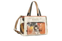 Imagine Geantă tip bowling, crem cu detalii cărămizii, colecția Alma, 40701-255