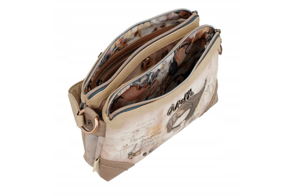 Imagine Poșetuță  tip crossbody cu două compartimente, roz deschis, colecția Memories, 40803-160