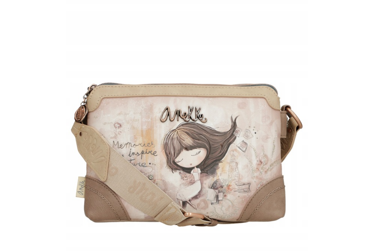 Imagine Poșetuță  tip crossbody cu două compartimente, roz deschis, colecția Memories, 40803-160