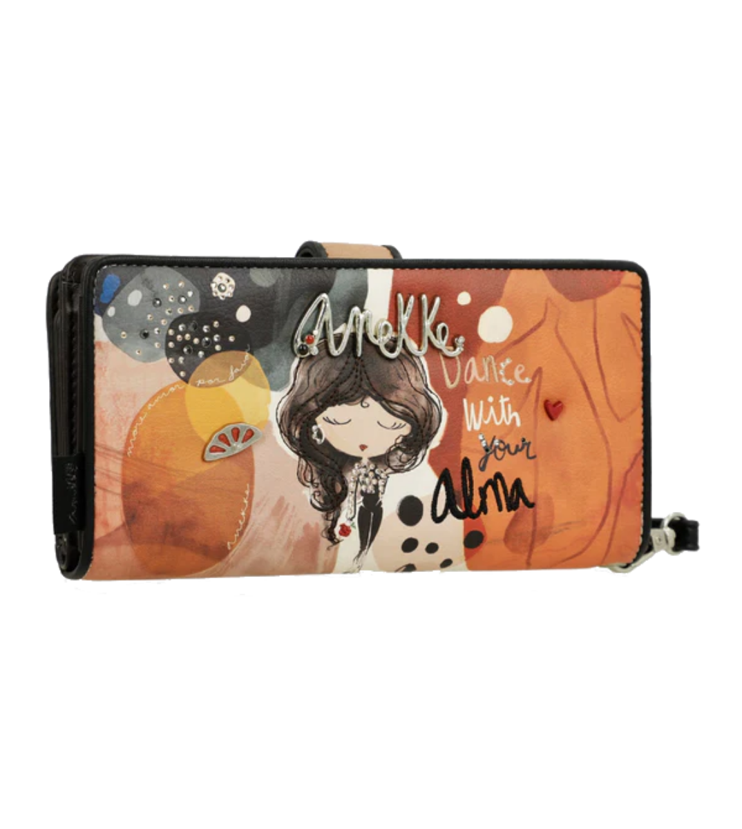 Imagine Portofel mare cu protecție RFID, crem cu detalii cărămizii, colecția Alma, 40709-901