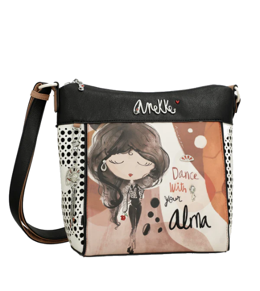 Imagine Geantă crossbody, bej cu detalii cărămizii, colecția Alma, 40703-007