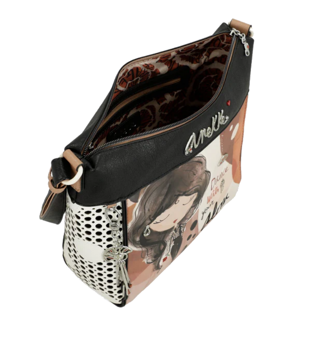 Imagine Geantă crossbody, bej cu detalii cărămizii, colecția Alma, 40703-007