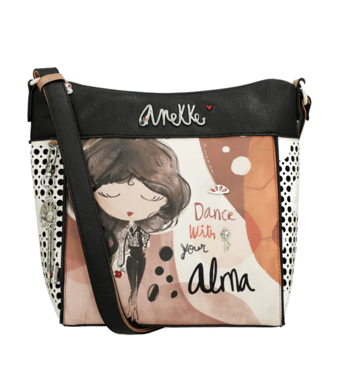 Imagine Geantă crossbody, bej cu detalii cărămizii, colecția Alma, 40703-007