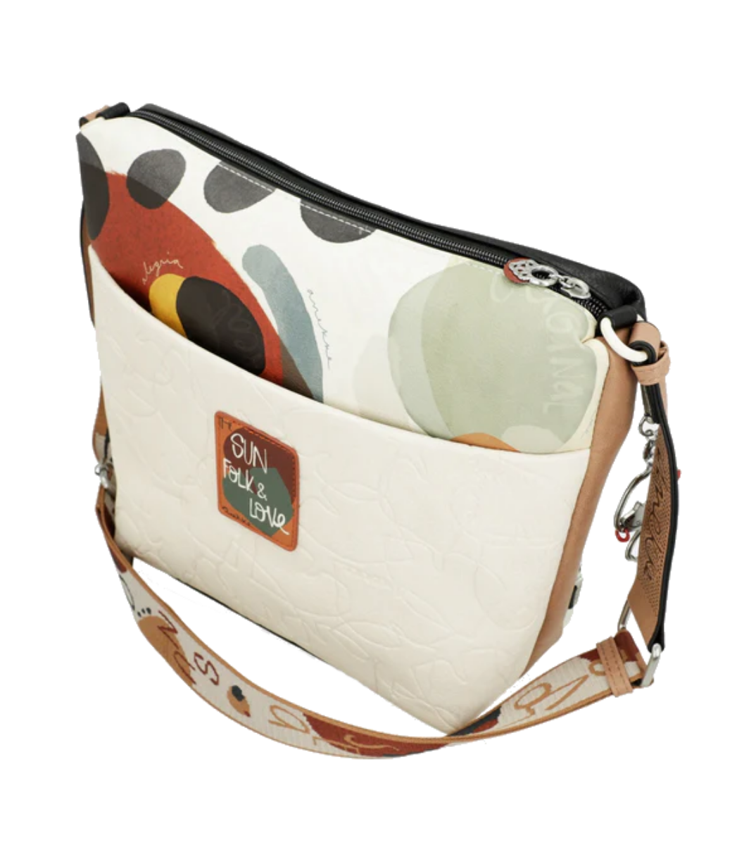 Imagine Geantă crossbody, albă cu buline perforate, colecția Alma, 40723-248