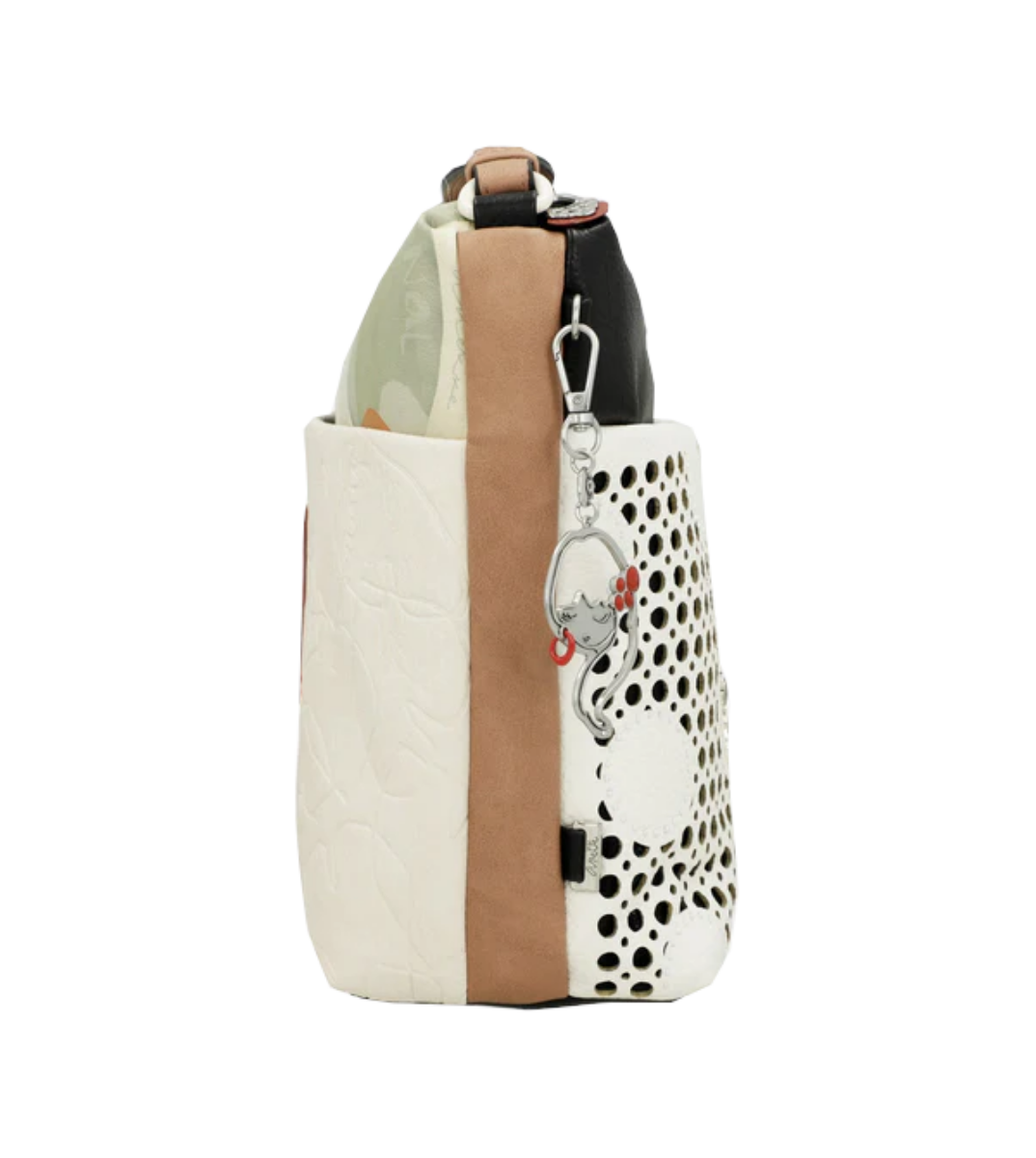 Imagine Geantă crossbody, albă cu buline perforate, colecția Alma, 40723-248