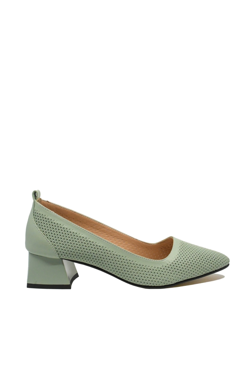 Imagine Pantofi damă cu toc jos stilat, verde deschis, din piele naturală MIR1389