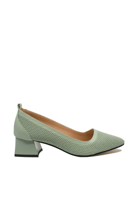 Imagine Pantofi damă cu toc jos stilat, verde deschis, din piele naturală MIR1389