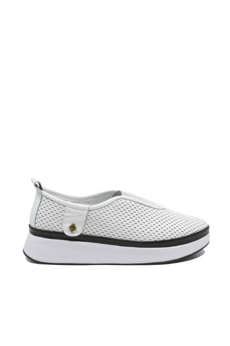 Imagine Pantofi anatomici Bio Flex, albi, din piele naturală cu perforații MIR31-106