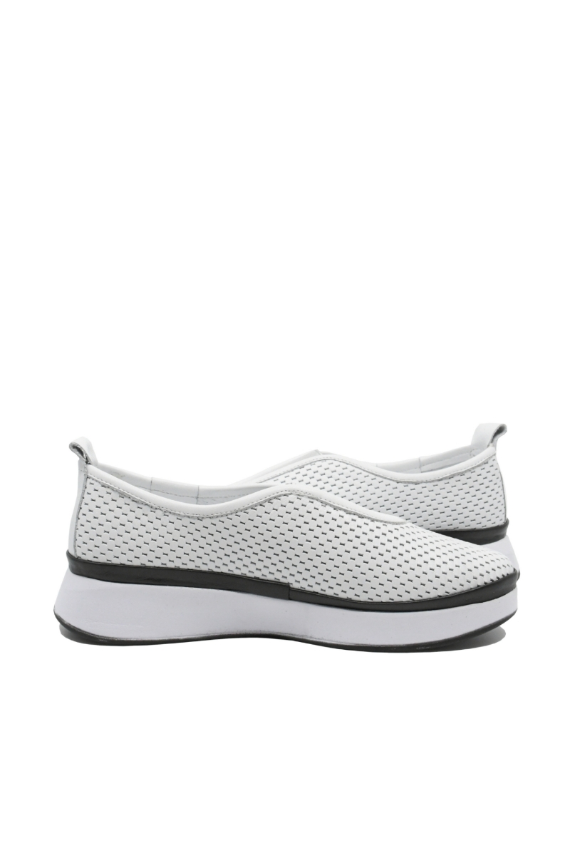 Imagine Pantofi anatomici Bio Flex, albi, din piele naturală cu perforații MIR31-106