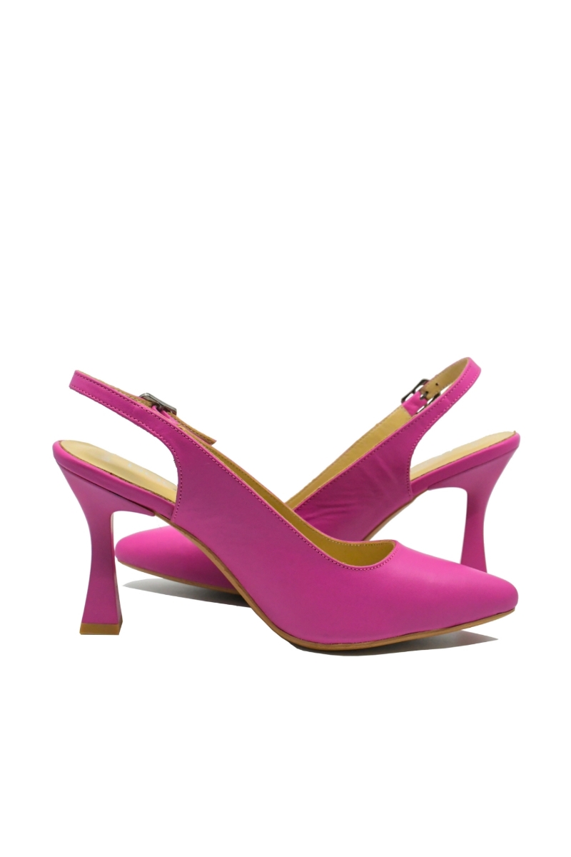 Imagine Pantofi eleganți, decupați la spate, fucsia, din piele naturală MIR824