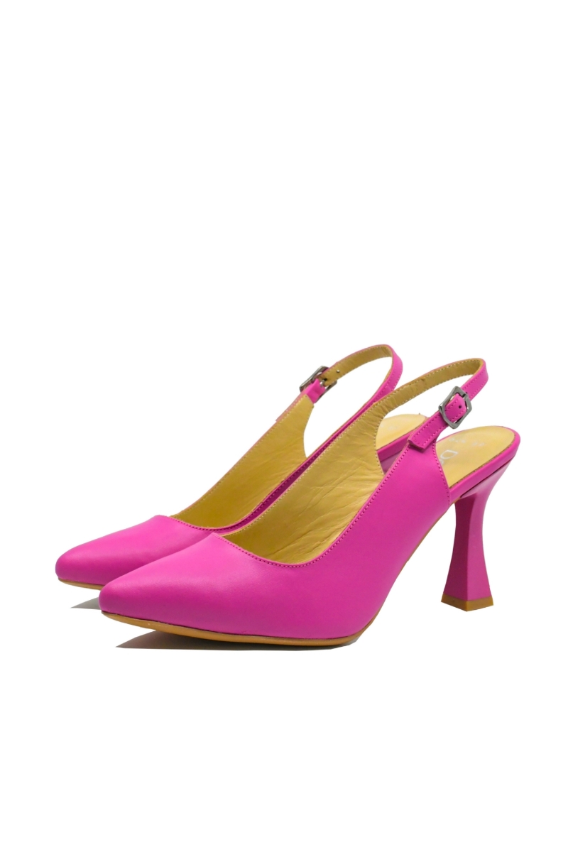 Imagine Pantofi eleganți, decupați la spate, fucsia, din piele naturală MIR824