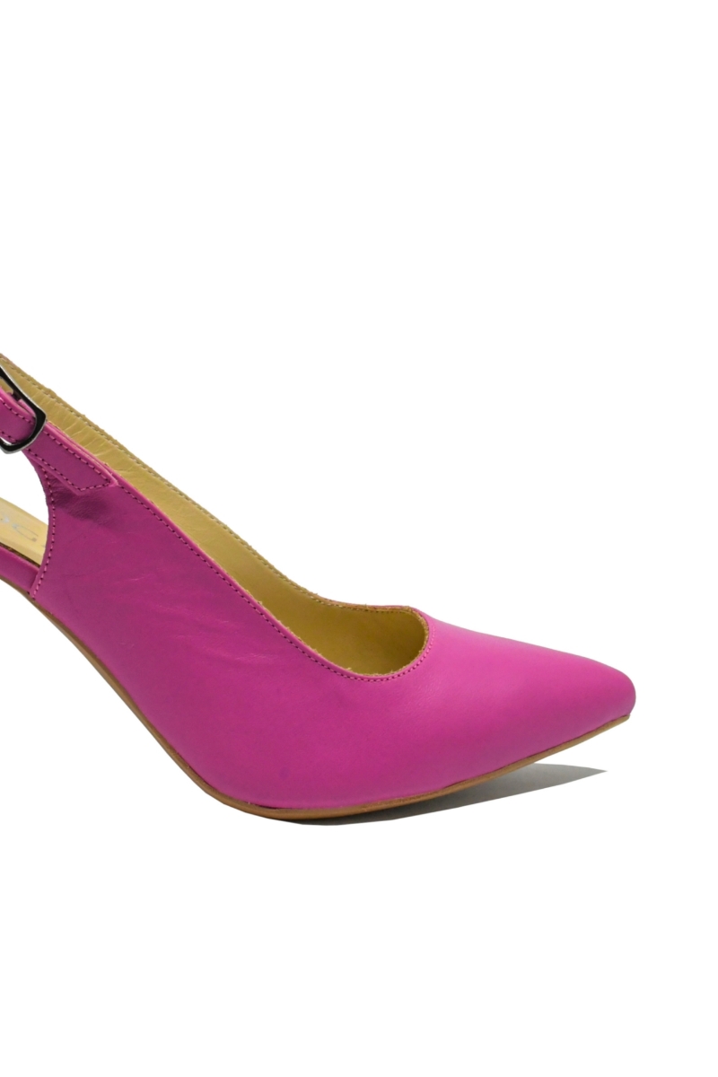 Imagine Pantofi eleganți, decupați la spate, fucsia, din piele naturală MIR824