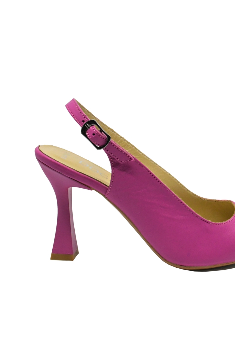 Imagine Pantofi eleganți, decupați la spate, fucsia, din piele naturală MIR824