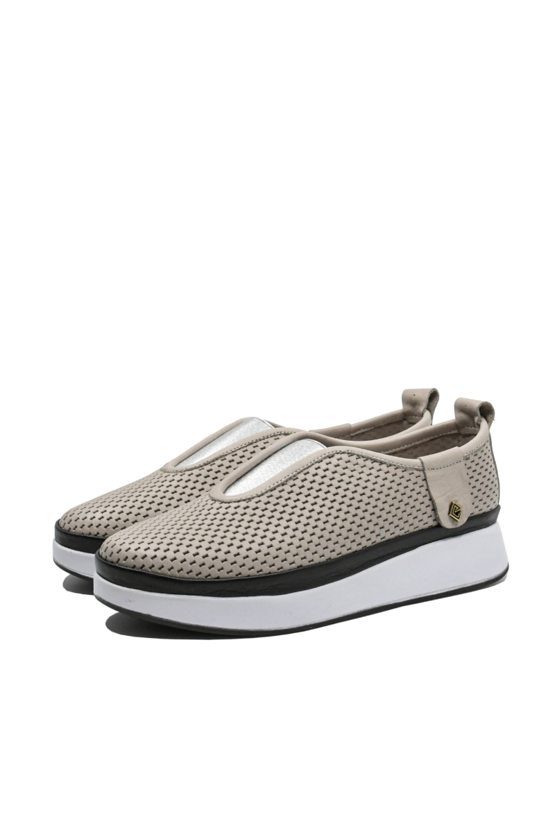 Imagine Pantofi anatomici Bio Flex, bej, din piele naturală cu perforații MIR31-106