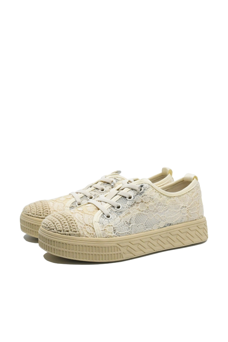 Imagine Pantofi damă stil casual-sport, albi, din dantelă FNX23Y209