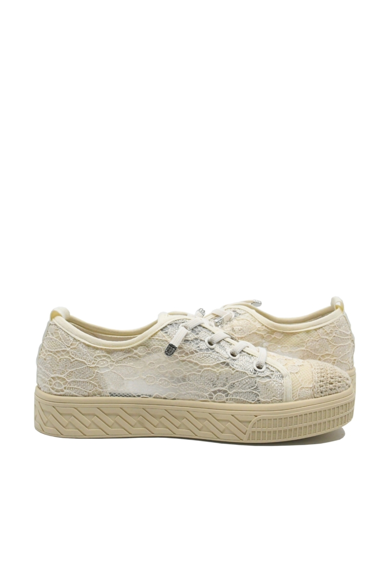 Imagine Pantofi damă stil casual-sport, albi, din dantelă FNX23Y209
