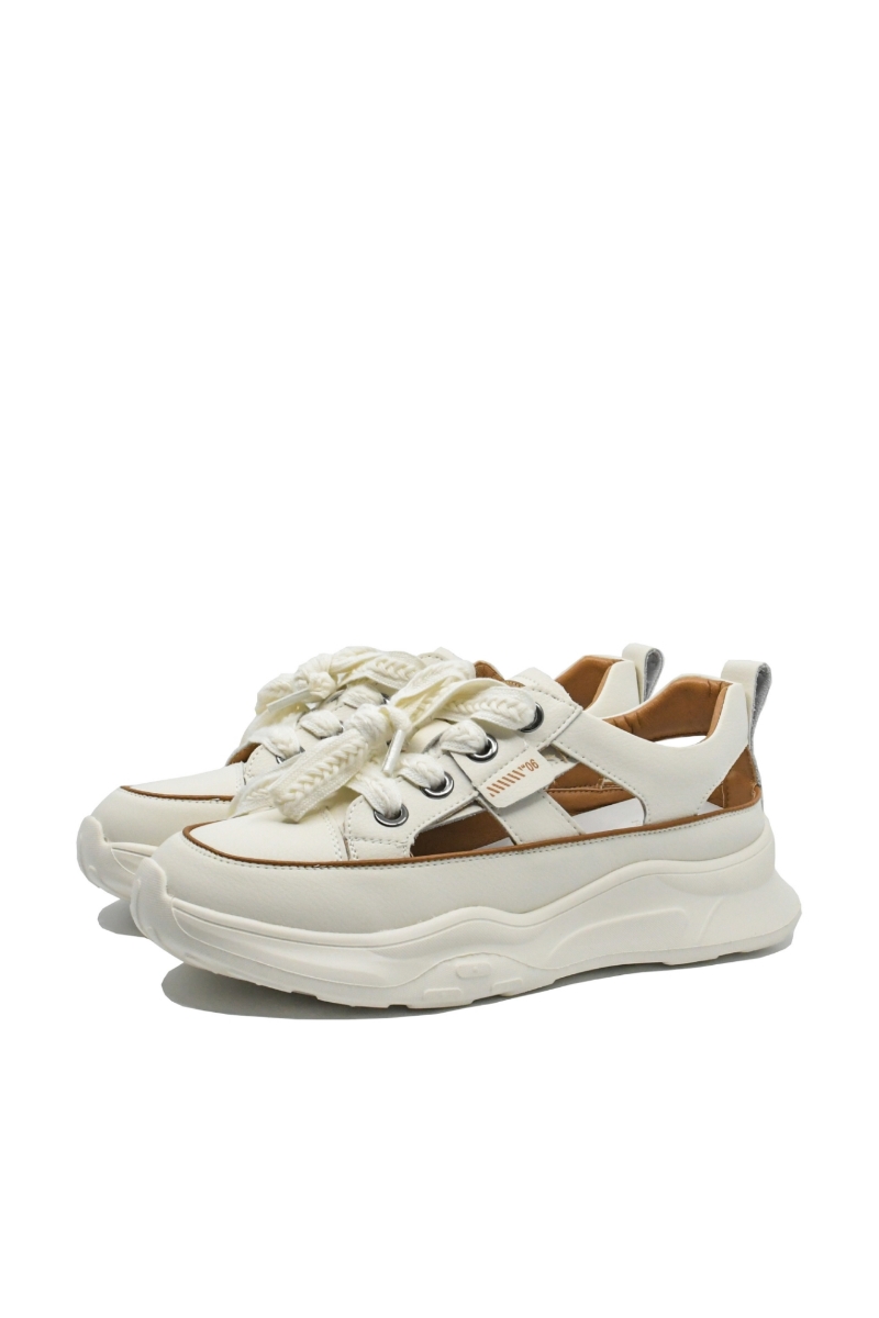 Imagine Pantofi sport de vară cu decupaje, albi din piele naturală FNX208