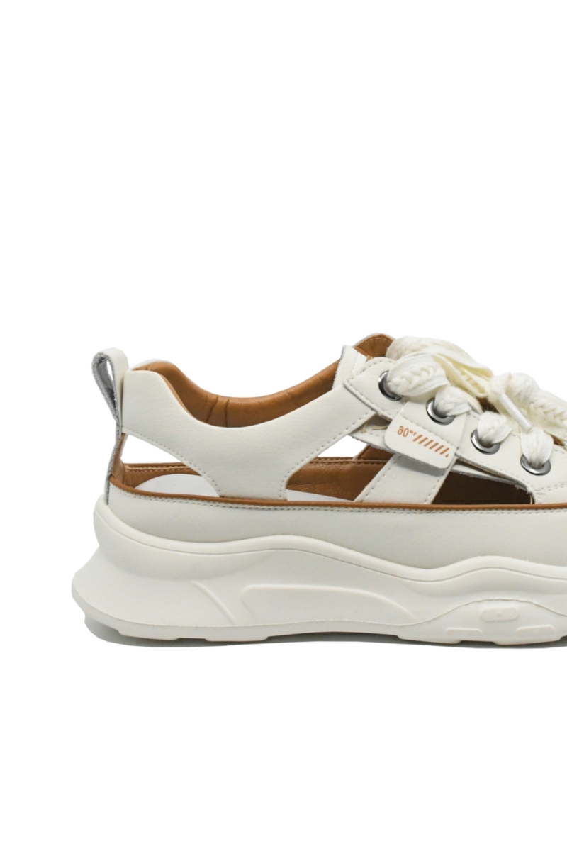 Imagine Pantofi sport de vară cu decupaje, albi din piele naturală FNX208