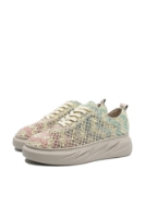Imagine Sneakers de vară anatomici din dantelă bej cu detalii multicolore MIR450-011