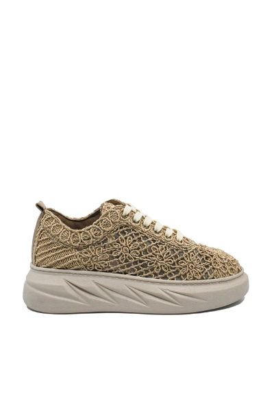 Imagine Sneakers de vară anatomici Bio Flex din dantelă maro deschis MIR450-001